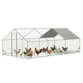 Large Walk-in Metal Chicken Coop – 19.6’l/6.5’l x 9.8’w x 6.4’h, Heavy-Duty Spire Roof Poultry Cage with Waterproof UV Cover & PVC Hexagonal Mesh – Outdoor Hen Run, Rabbit Habitat, Duck House - size: 9.84 x 19.69 x 6.4 FT