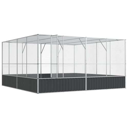 Galvanized Steel Aviary for Birds, Large Parrot Cage with Lockable Door, 164.6x163x83.5 Inch Outdoor Bird Enclosure for Budgies, Rabbits, Ducks, Chickens