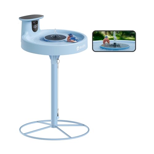 Smart Bird Bath with Camera Solar Powered & Fountain & Stand, Dual-Lens Camera for Wildbird Watching, Auto Capture Bird Videos & Motion Detection - AI by Subscription - style: AI by Subscription