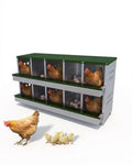 Chicken Nesting Box for Laying Eggs, 10-Compartment Galvanized Steel Nesting Boxes for Hens, Front Access Egg Tray, Easy Wall Mount Design, Includes 10 Training Eggs - color: Green