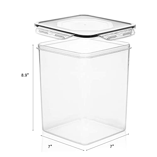 Large Food Storage Containers 5.2L (175oz), MCIRCO 4 Pieces Plastic Airtight Food Storage Containers for Flour, Sugar, Baking Supplies, with 4 Measuring Cups and 20 Labels - size: 5.2L