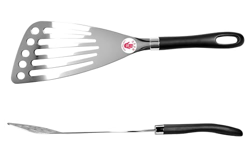 Left Handed Fish Spatula Stainless Steel Egg Flipper 12” | Fish Turner Spatula Slotted Turner Utensils Seki Japan - color: Stainless Steel, size: for Left-handed