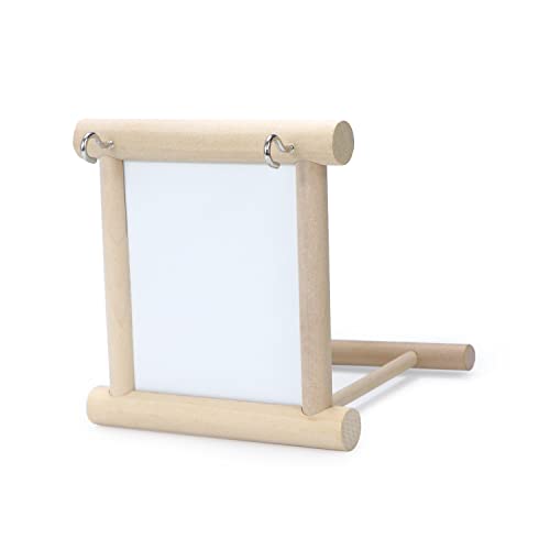 Wontee Bird Bath Parrot Bathing Tub Bird Mirror with Perch Toys for Budgies Parakeets Cockatiels Lovebirds Finches Canaries (Blue (A)) - color: Blue (A)