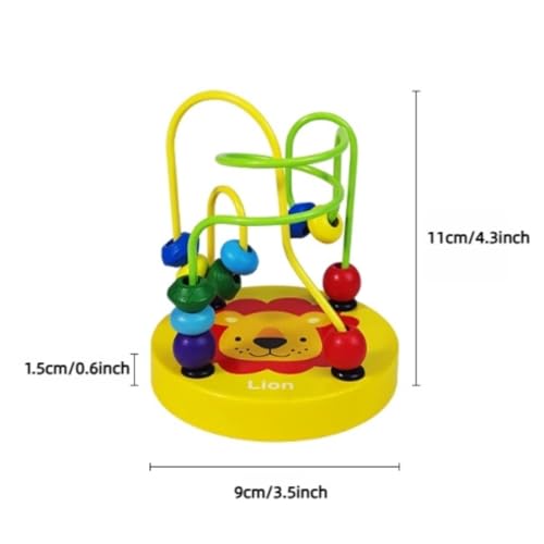 Bird Tabletop Training Toy, Bird Interactive Puzzle Toys with Colorful Beads, Parrot Perch with Colored Wooden Base for Lovebird Budgie Cockatiel Conure (Yellow) - color: Yellow