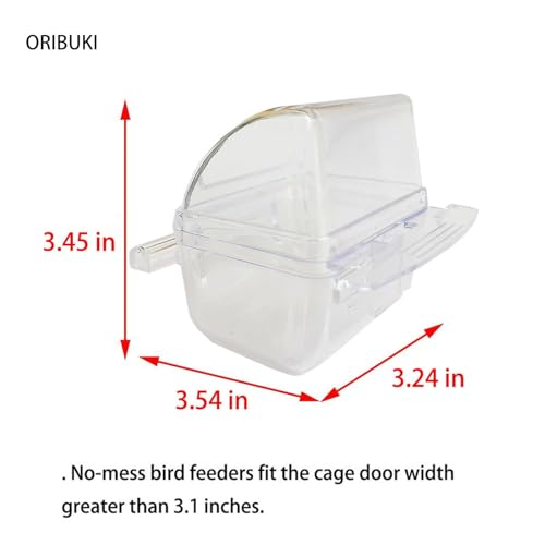 4 Pack Bird Feeders for Cage No Mess Parakeet Food Bowl with Cover Clear Hanging Parrot Water Dispenser Perch Cup Waterer Bird Dishes Seed Cage Cups Slot Replacement Feeder Bowls - color: Clear Bird Cage Bowl Pack of 4