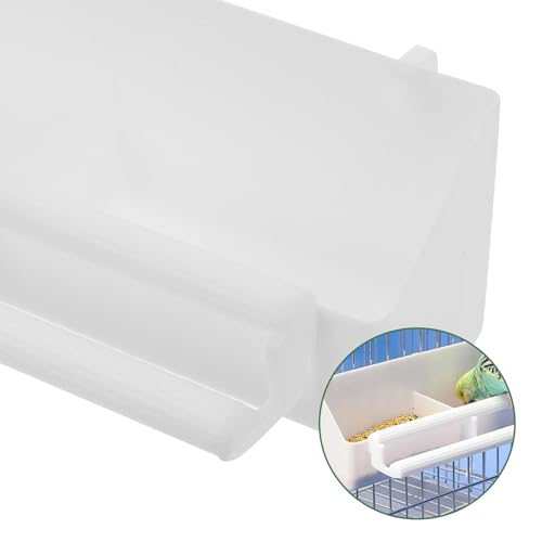 KALLORY 2pcs Automatic Hanging Bird Food Feeder Tray with Anti-Splash Design for Outdoor Garden Use, Suitable for Parrot and Cockatiel Feeding, Sturdy Bird Food Dispenser