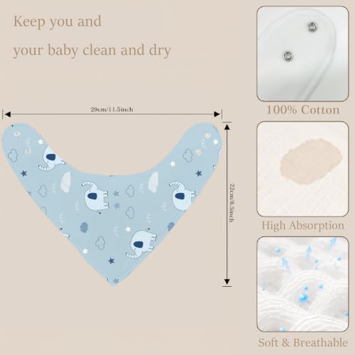 Baby Organic Cotton Teething Cloth Newborn Baby Burp Cloth Bandana Drool Cloth for Drooling Cotton Baby Gifts - color: Elephant