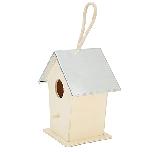 Wooden Bird House, Bluebird Nesting Box with Predator Guard and Weathered Finish for Outdoor Garden Decoration