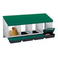 4 Hole Chicken Nesting Boxes, Weatherproof Galvanized Steel Chicken Egg Laying Box with Automatic Rollout Egg Collection, 2-in-1 Handle Perch, Easy Clean & Quick Assemble for Chicken Coop - color: Green, size: 4 holes