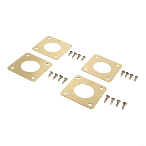 4 Pack Metal Birdhouse Entrance Protector with 1-1/8 Inch Holes, Rust-Resistant Golden Guard for Nest Safety Against Predators, Includes 16 Screws for Easy Installation(11/8Inch)