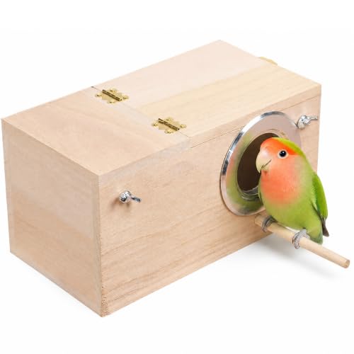 YJJKJ Wood Parakeet Nest Box Pet Bird House Parrot Breeding Mating Box Bird Cage Box for Lovebirds Cockatiel Parrotlets Budgerigar Parakeet (M) - size: Medium