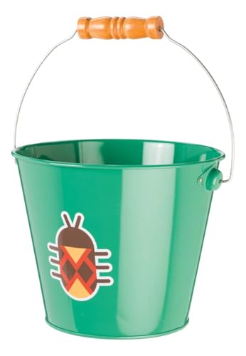 Toysmith Kids Gardening & Beach Bucket – 5″ Metal Pail with Grippable Handle | Assorted Bee & Beetle Colors | Durable Steel for Outdoor Play - 1 Count - style: Kids Bucket