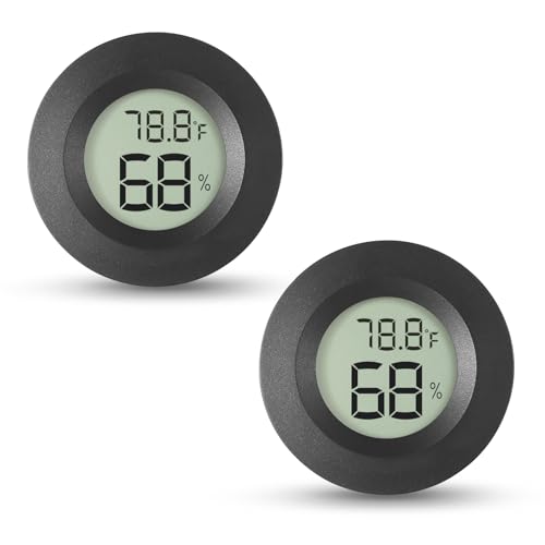 Atogou 2-Pack Mini Hygrometer & Thermometer, Indoor Digital Humidity Meter | ℉/℃, Outdoor Gauge Temperature for Home, Office, Reptile, Car, Greenhouse, Lab, Terrarium, Cellar.. A01 Black - color: Black 2-pack