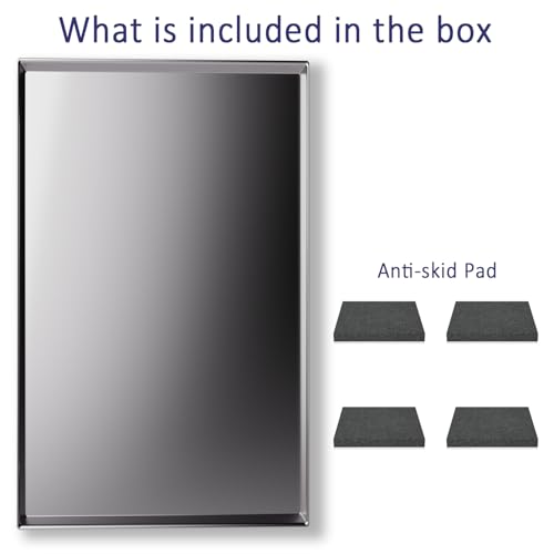 Metal Dog Crate Tray Replacement Pan - Stainless Steel, Chew-Proof & Safe | One-piece stainless steel tray with noise-dampening pads – leak-proof, odor-free, ideal for heavy chewers & potty training - size: 34.7"L x 21.7"W x 1"H