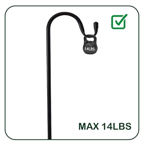 TIEBOLA Shepherd Hooks 2 Pack - 48 Inches High 1/2 Inch Thick Adjustable Rust Resistant Shepards Hooks with 5 Prong Base for Hanger Holder, Wedding Decor, Lanterns, Flower Basket, Bird Feeder.