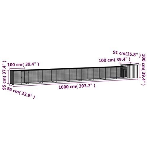 Industrial Style Chicken House with Easy Assembly, Large Galvanized Steel Poultry Coop for Multiple Chickens, Outdoor Chicken Cage Anthracite Grey 78.7x35.8x39.4 Inches