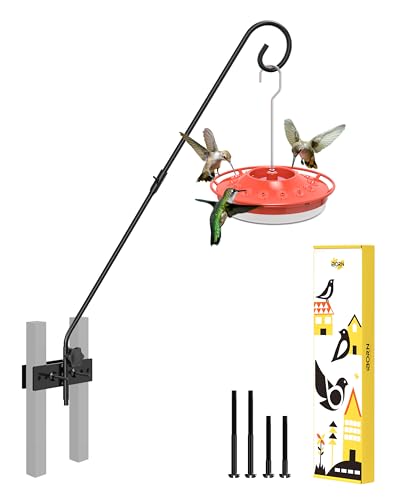 iBorn Fence Deck Hook Rail Heavy Duty Hummingbird Feeder Hanger 28 Inch Railing Hanging Hook for Bird Feeder, Suet Baskets, Planters, Wind Chimes, Solid Wire, 180 Degree Rotary, 1 Pack - style: 28" Fence Railings Hook,1 Pack