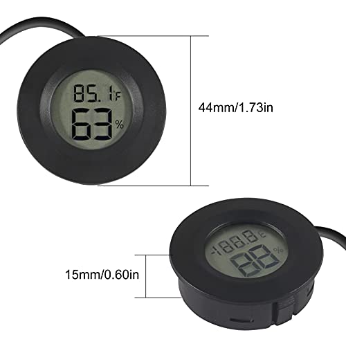 6 Pack Mini Hygrometer Thermometer Meter Digital LCD Monitor Indoor Room Round Humidity Temperature Gauge with Probe for Humidors Home Greenhouse Babyroom Reptile Incubator Monitor