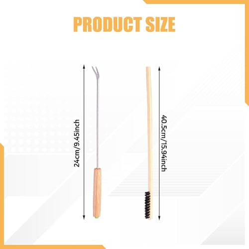 2Pcs Bird Cage Cleaners,Cleaning Fork and Brush Portable Removers Cleaning Tools for Parakeet Perch Stand Bird Droppings, Wood Handle - color: Wood Handle