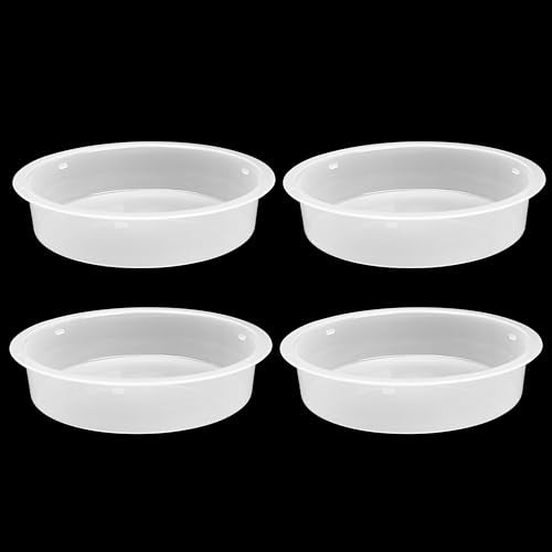 4pcs Plastic Round Bird Feeders Bowls, Water Dish Replacement Parts, 7.2 x 1.5in Seed/Bath Tray Station Platform Cups, Hanging Accessories for Feeding & Attracting Wild Oriole Goldfinch Hummingbird