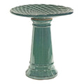 Sunnydaze Outdoor Ceramic Bird Bath, 22.5” H, Glazed Bowl, Turquoise Finish | 2-Piece Birdbath, 6 Cup Water Capacity, UV & Frost-Resistant, Easy Assembly, Shallow Bird Bath Bowl with Pedestal for Garden - style: Turquoise Glazed with Glazed Pedestal