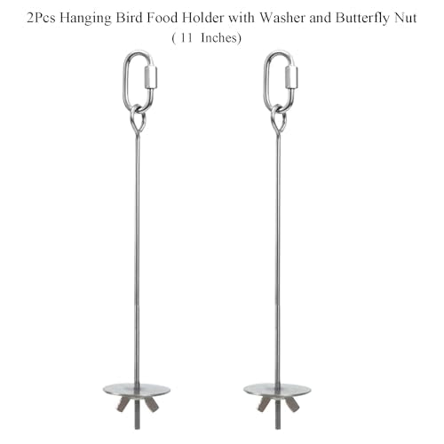 2pcs Hanging Bird Treat Skewer Parrot Fruit Feeder with Washer, 11 Inch Stainless Steel Bird Food Holder Parrot Fruit Food Skewer Parakeet Treat Feeder for Parakeet Conure, LXLVOUEG - size: Nut-11inches-2P