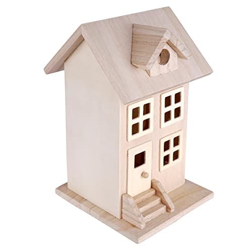 Make Market 7.5" Wooden Townhouse Birdhouse - Unfinished Birdhouse Made of 100% Wood, Outdoor Nesting Boxes - Bulk 8 Pack