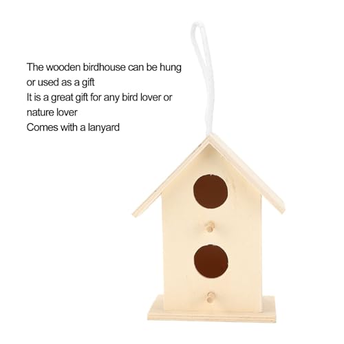 Wooden Birdhouse, 2PCS Wooden Hanging Bird House with Two Holes for Outside | Nest Box Unfinished Bird Houses Hanging Wooden Birdhouse Wooden Bird Houses to Paint for Small Bird (#a)