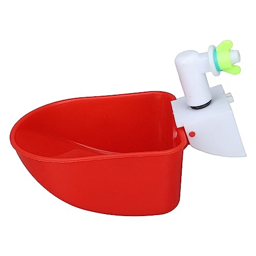Automatic Poultry Fount, Large Drinking Bowl, Universal Red PP Poultry Waterer with Grooves for Water Conservation, Ideal for Chicken Duck Goose Quail Bird Cat Dog