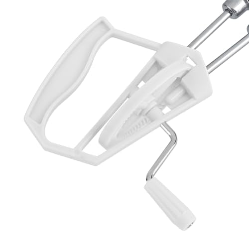 Egg Beater Hand Crank, Stainless Steel Manual Egg Whisk Mixer Handheld Rotary Hand Whip Kitchen Cooking Tool for Whisking Frothing Mixing (White) - color: White