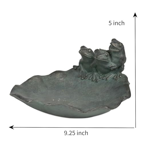 Wild Bird Feeder Birdbath Bowl - Garden Decorations Hummingbird Feeders Frogs on Leaf Bird Bath for Backyard Patio Outdoor Gifts for Frogs Lovers Mom Grandma Women 9.25*9.25*5 inch Newman House Studio