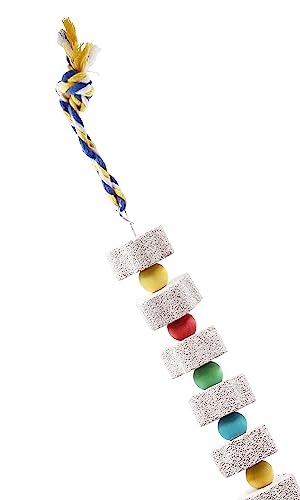 2 Pack 27 Inches Extra Long Bird Chewing Toy, Parrot Beak Grinding Calcium Stone with Bells, Bird Cage Accessories, Cage Toys for Cockatiel Parakeet Parrot Budgies Rat Hamster Rabbit African Grey - color: White, size: 27.55 inch Long