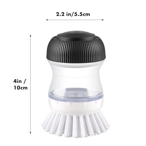 OYV Soap Dispensing Palm Brush, 1-Pack Dish Scrub Brush, Black/Clear/White | Dish Brush with Soap Dispenser, Non-Scratch Nylon Bristles, For Dishes, Pots, Pans And Sinks - color: Black/Clear/White