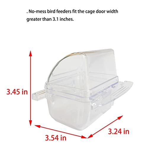 2 Pack Bird Feeders for Cage No Mess Parakeet Food Bowl with Cover Clear Hanging Parrot Water Dispenser Perch Cup Waterer Bird Dishes Seed Cage Cups Slot Replacement Feeder Bowls - color: Clear Transparent