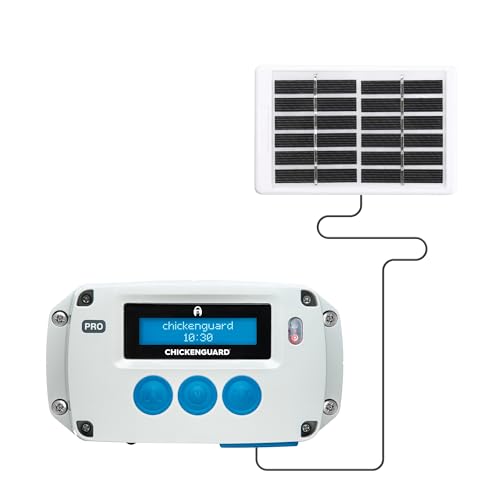 ChickenGuard Automatic Chicken Coop Door Opener, Power by Solar/Batteries/Electric. Strong Motor Lifts 2kg; Timer/Light Sensing; Motor Units only or Combination Kits (PRO + Solar Kit) - size: PRO + Solar Kit