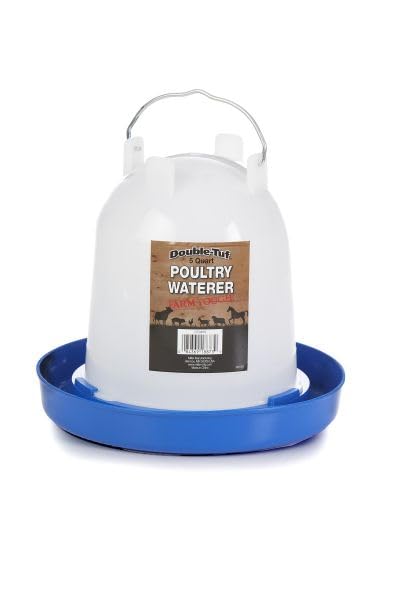 Double-Tuf® Plastic Poultry Waterer | Durable Watering Container | Hanging Chicken Waterer No Waste | 5 Quart