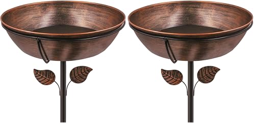3" Deep Metal Bird Bath for Outdoors, Removable 13" Dia Bowl with Stable Upgrades Stake, Easy to Clean Birdbaths for Garden Yard Lawn Decor 1.4 Gallon (Pack of 2) - size: 13 "diameter, 3" depth (Pack of 2)