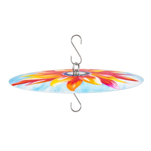MEKKAPRO Bird Feeder Baffle & Rain Guard, 32cm Weatherproof, Red Floral | Floral Pattern Shields Feed from Rain, Fits Hummingbird, Tube, Thistle & Hopper Feeders, Rust-Proof Steel Hardware, S-Hook - color: Red Flower