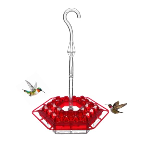 Lil Sweety Hummingbird Feeder for Outdoors Hanging, 12 oz Leak-Proof Nectar Feeder, 30 Feeding Ports, Built-in Ant Moat & Bee Guard, Easy Fill & Clean, Durable USA Made Bird Feeder for Patio Garden - color: Red