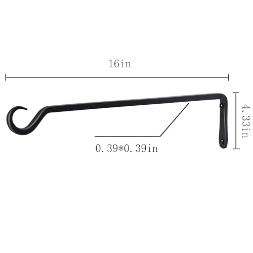 16 inch Plant Hanger, Sturdy Hanging Plant Bracket Outdoor, Hanging Plant Wall Hook Heavy Duty, for Hanging Bird Feeders, Planters, Lanterns, Wind Chimes, Indoor/Outdoor Use, Black, Set of 2 - color: Black, size: 16in-2-Black