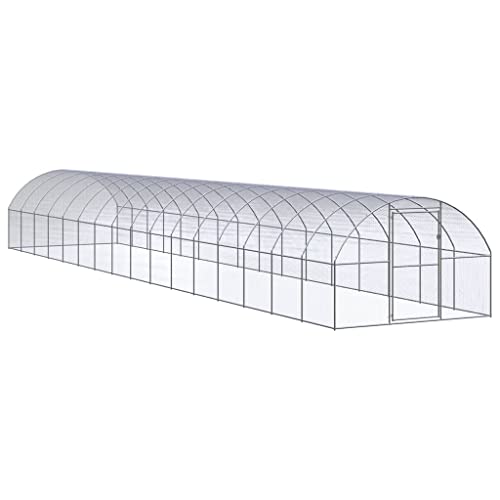 Galvanized Steel Chicken Coop 118.1"x118.1"x78.7" Outdoor Run with Extension Frames for Backyard Poultry - color: Silver-B, size: 118.1 x 118.1 x 78.7 in (W x L x H)