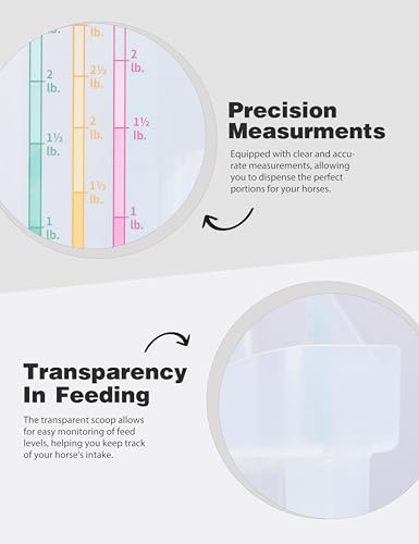 Tackmore Plastic Feed Scoop With Clearly Labeled Indicators Feed Scoop Allow for Accurate Measurement Grains, Pellets, Sweet Feed, Water Feeder