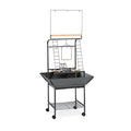 Prevue Pet Products Small Parrot Playstand with Wheels, Bird Stand Activity Play Center with Perches and Ladders, Indoor Outdoor Playground for Birds with Swing, Black Hammertone Finish - size: Small