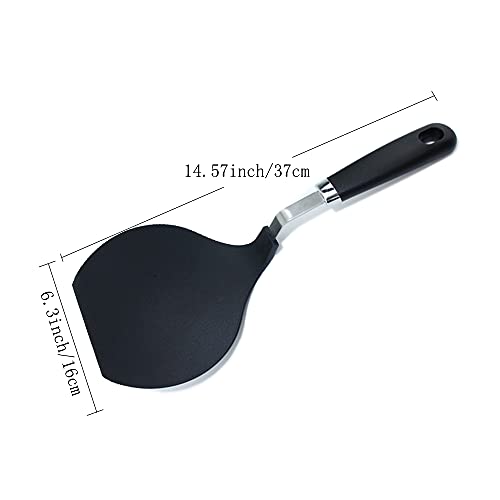 TENTA KITCHEN Grip-EZ Premium Chef Series Round Flexible Large Spatula Pancake Spatula,Pancake Flipper,Egg Turner, and Omelet Spatula-Heat Resistant，Black