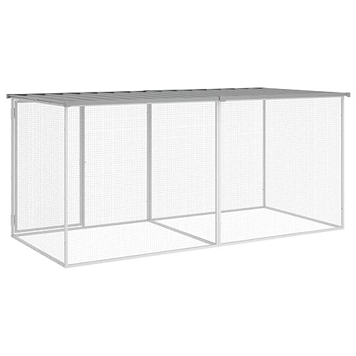 Chicken Coop with Roof, Large Galvanised Steel Poultry Cage for Backyard, 79.9 x 38.6 x 35.4 inch Outdoor Run for Hens and Small Animals, Weather-Resistant Pet Enclosure