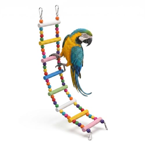 Bird Cage Ladder 24.5 x 3.93 in Climbing & Swing Toys Parakeets Cage Accessories Wooden Bird Playground Hanging Ladder for Small Birds Cockatiel(8 Steps)