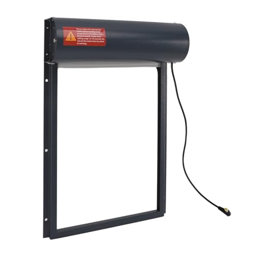 Chicken Doors Grey Solar Powered Time Control Programmable Automatic Chicken Coop Door with LED Display Controller for Farm Poultry Protection Iron Material 37x25cm