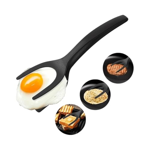 Kitchen Spatula Set of 2, Black Nylon Egg Flipper Turner- Pancake Spatula Stainless Steel, Dishwasher Safe, 2-Piece Multipurpose for Cooking, Breakfast and BBQ (2, Black and Silver)