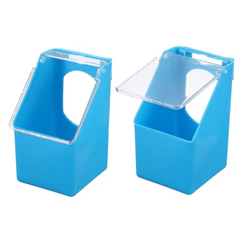 No Mess Bird Feeder, 3.5x3.1x5.5 Inch Parakeet Feeder Bird Cage Accessories Hanging Food Water Dispenser, (Blue, 2 Pcs), Intended for Pet/Pigeon/Parrot/Chicken - color: Blue