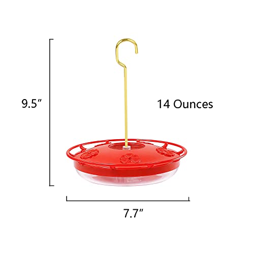 Hummingbird Feeder Fence/Rail Mount or Hanging for Deck/Porch/Balcony 14oz Nectar Feeding Bowl with 5 Ports & 3" Railing Clamp and Metal Hook